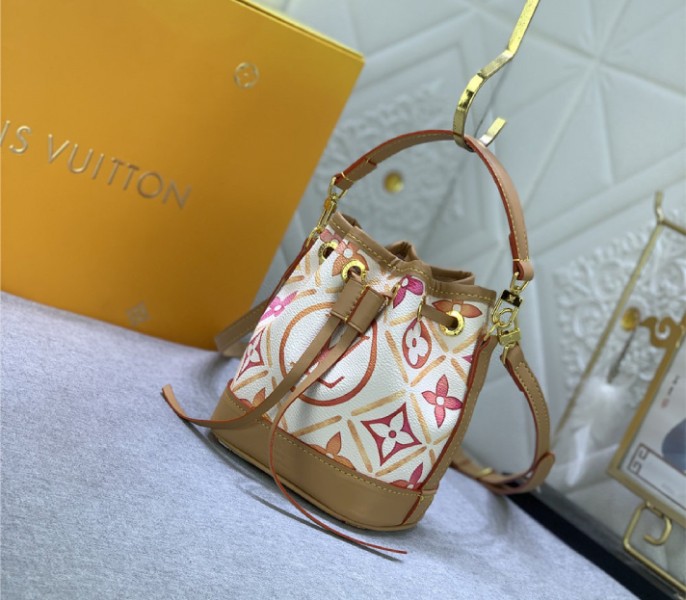 Louis Vuitton LV By The Pool Monogram Tiles Canvas Nano Noe Bag In Coral - Louis Vuitton