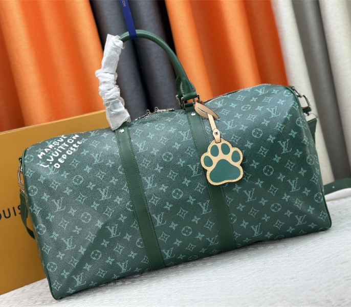 Louis Vuitton Monogram Heritage Canvas Keepall Bandouliere 50 In Green - Louis Vuitton
