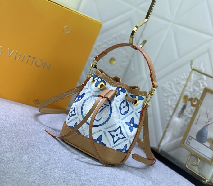 Louis Vuitton LV By The Pool Monogram Tiles Canvas Nano Noe Bag In Lagoon Blue - Louis Vuitton