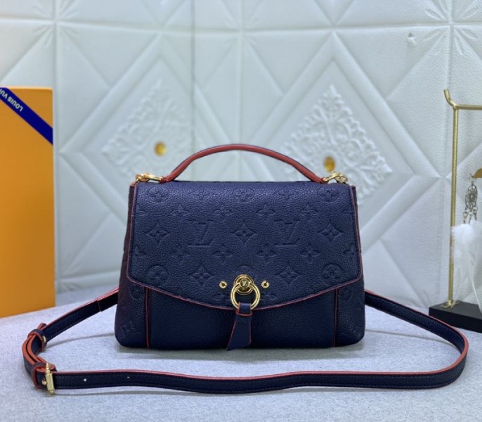 Louis Vuitton Monogram Empreinte Leather Blanche BB Handbag In Navy Blue - Louis Vuitton