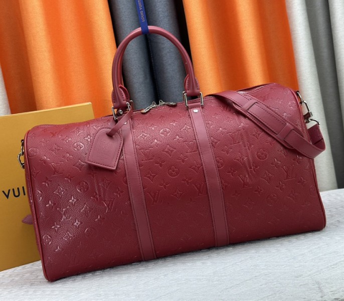Louis Vuitton Taurillon Leather Keepall Bandouliere 50 In Sari Red - Louis Vuitton