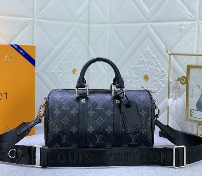 Louis Vuitton Monogram Eclipse Canvas Keepall Bandouliere 25 Travel Bag - Louis Vuitton