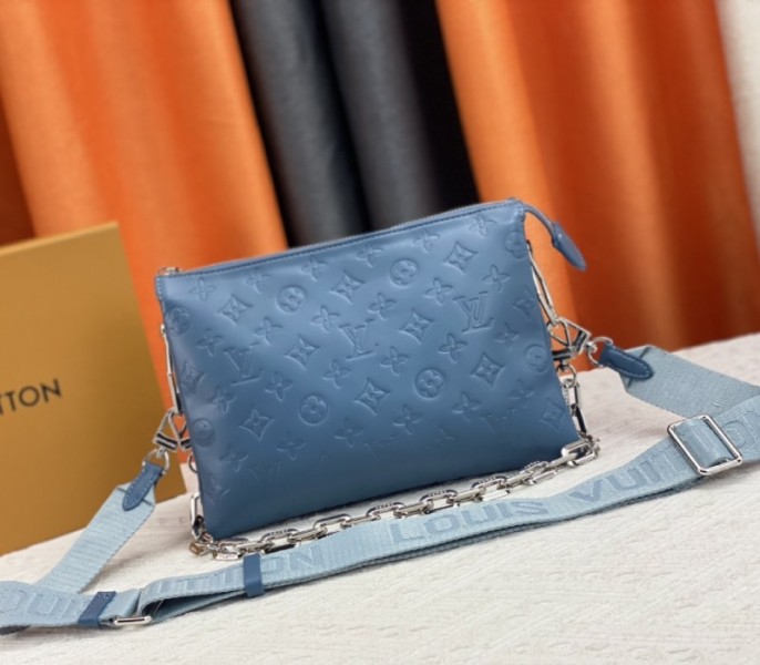 Louis Vuitton Coussin PM Bag In Turquoise Blue With Jacquard Strap - Louis Vuitton