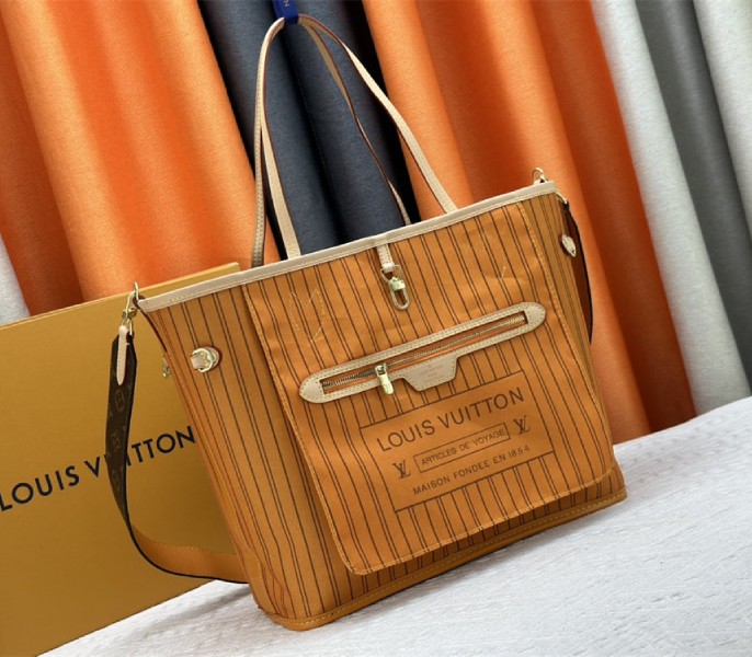 Louis Vuitton Neverfull Bandouliere Inside Out MM Tote In Monogram Canvas And Jaune Safran Textile - Louis Vuitton