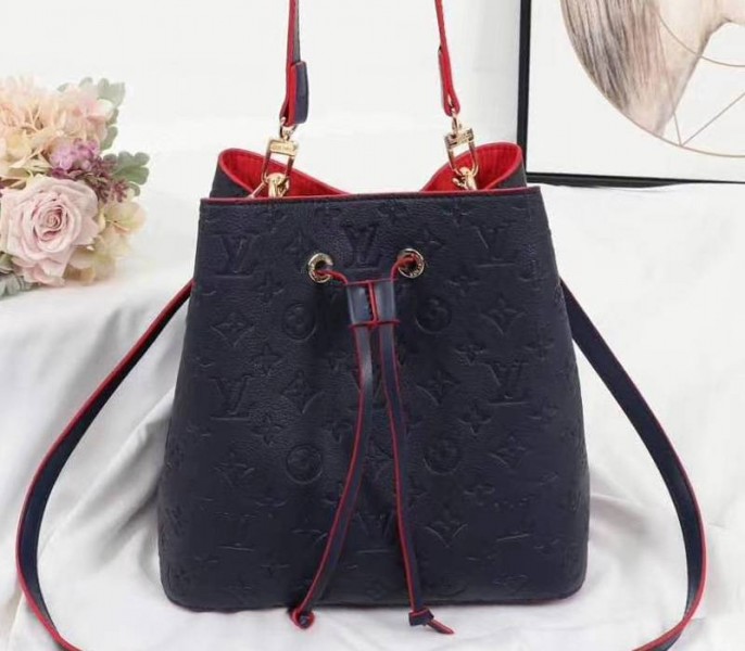 Louis Vuitton Monogram Empreinte NeoNoe MM Bag In Marine Rouge - Louis Vuitton