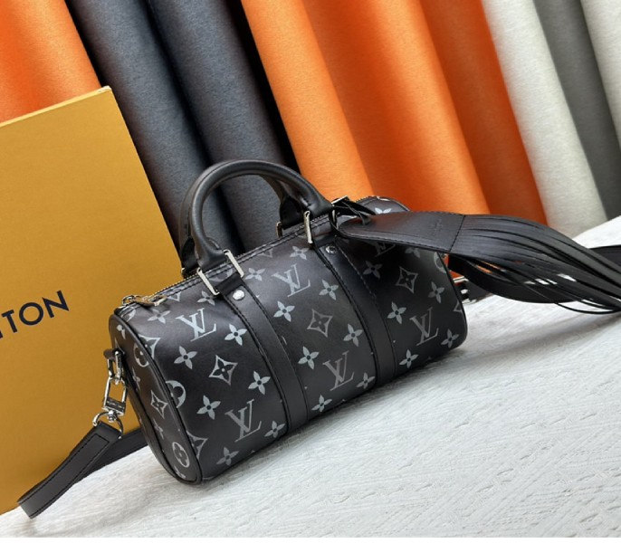 Louis Vuitton Brushed Monogram Keepall Bandouliere 25 City Bag In Black - Louis Vuitton