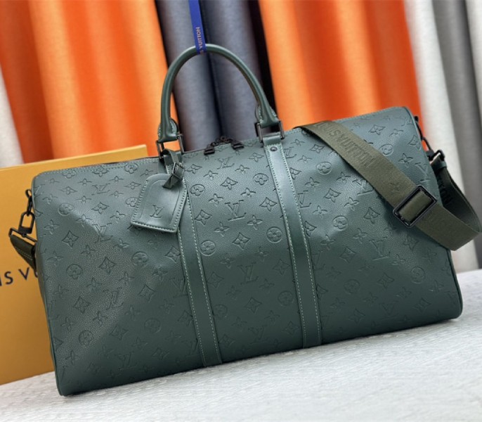 Louis Vuitton Taurillon Leather Keepall Bandouliere 50 In Borneo Green - Louis Vuitton