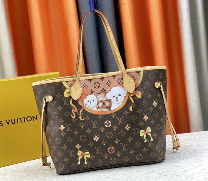 Louis Vuitton Monogram Canvas Neverfull MM Tote With Puppies - Louis Vuitton