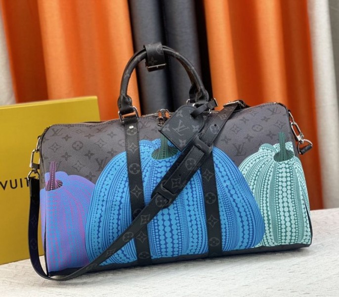 Louis Vuitton X YK Monogram Eclipse Reverse Keepall 45 Luggage In Pumpkin - Louis Vuitton