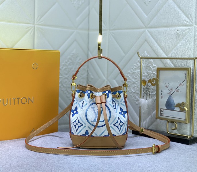 Louis Vuitton LV By The Pool Monogram Tiles Canvas Nano Noe Bag In Lagoon Blue - Louis Vuitton