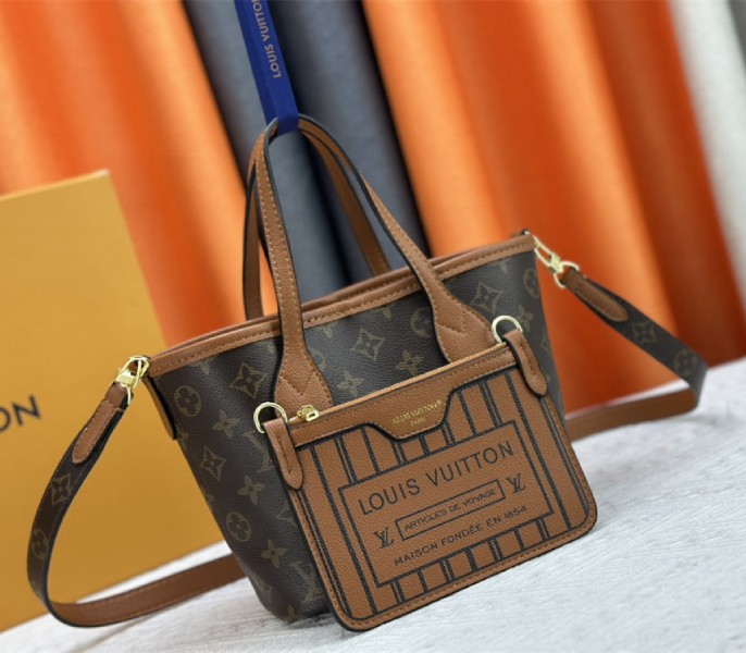 Louis Vuitton Neverfull Bandouliere Inside Out BB Tote In Monogram Canvas And Brown Leather - Louis Vuitton