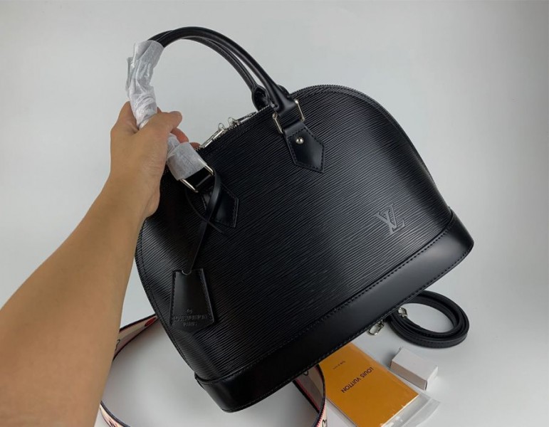 Louis Vuitton Epi Leather Alma PM Jacquard Strap Handbag In Black - Louis Vuitton