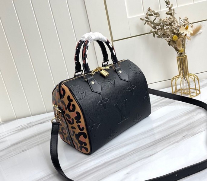 Louis Vuitton Monogram Empreinte Wild At Heart Speedy 25 Bandouliere Handbag In Black - Louis Vuitton