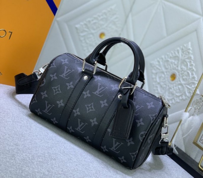 Louis Vuitton Monogram Eclipse Canvas Keepall Bandouliere 25 Travel Bag - Louis Vuitton