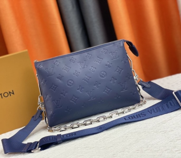 Louis Vuitton Coussin PM Bag In Navy Blue With Jacquard Strap - Louis Vuitton
