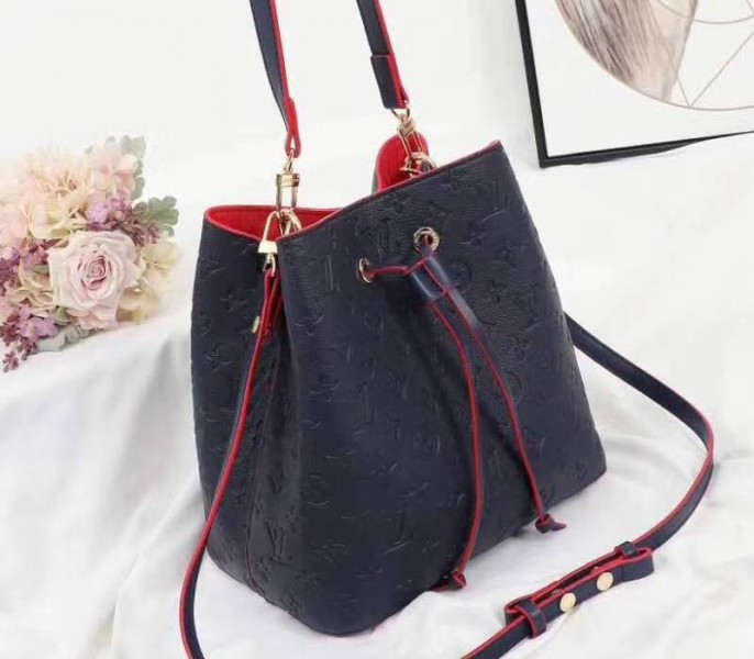 Louis Vuitton Monogram Empreinte NeoNoe MM Bag In Marine Rouge - Louis Vuitton
