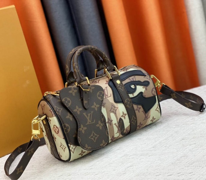 Louis Vuitton J Hope X Keepall Bandouliere 25 Brown Travel Bag In Two Eyes Patches - Louis Vuitton