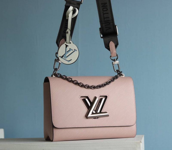 Louis Vuitton Epi Leather Twist MM Bag In Rose Ballerine Pink With Jacquard Strap - Louis Vuitton