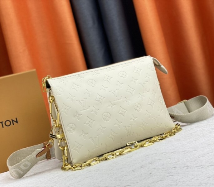 Louis Vuitton Coussin PM Bag In Cream With Jacquard Strap - Louis Vuitton