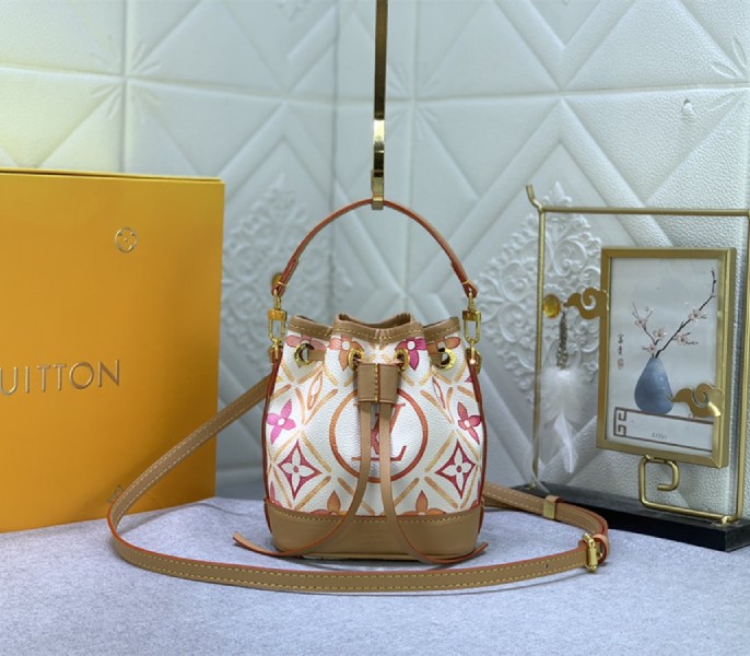 Louis Vuitton LV By The Pool Monogram Tiles Canvas Nano Noe Bag In Coral - Louis Vuitton