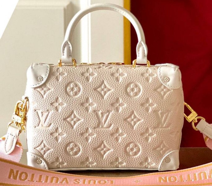 Louis Vuitton Monogram Empreinte Petite Malle Souple Handbag In Cream - Louis Vuitton