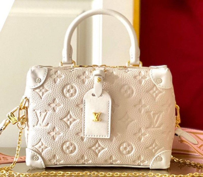 Louis Vuitton Monogram Empreinte Petite Malle Souple Handbag In Cream - Louis Vuitton