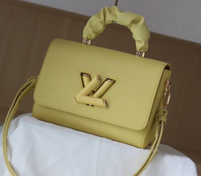 Louis Vuitton Taurillon Leather Twist MM Scrunchie Handle In Ginger Yellow - Louis Vuitton