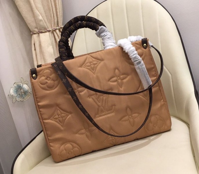 Louis Vuitton Econyl Regenerated Nylon Onthego GM Tote In Beige - Louis Vuitton