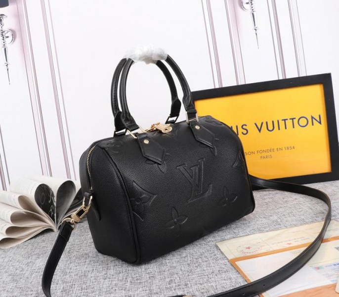 Louis Vuitton Monogram Empreinte Leather Speedy Bandouliere 25 Handbag In Black - Louis Vuitton