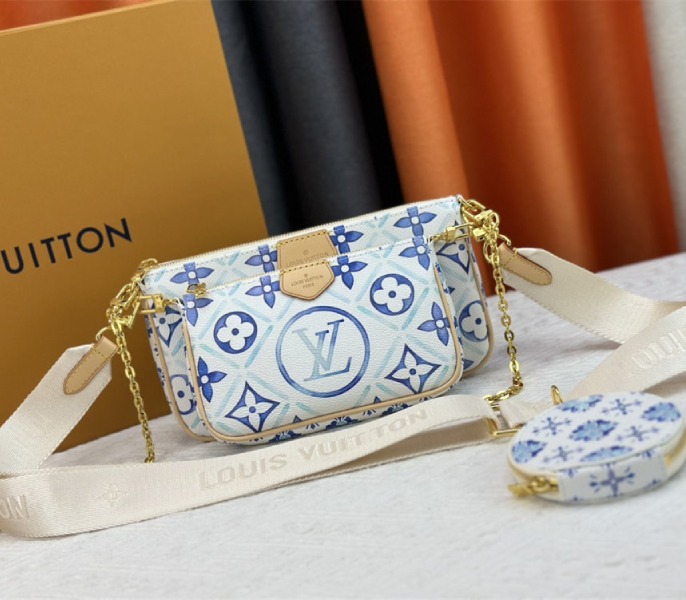 Louis Vuitton LV By The Pool Monogram Tiles Canvas Multi Pochette Accessoires In Lagoon Blue - Louis Vuitton