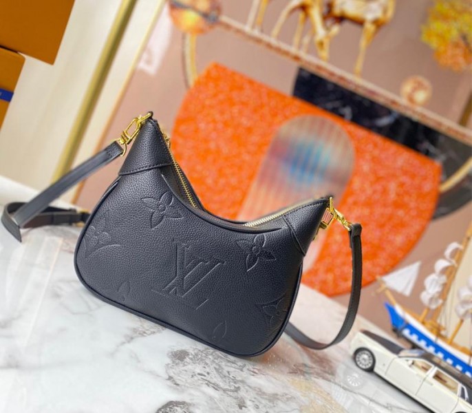 Louis Vuitton Monogram Empreinte Leather Bagatelle Mini Hobo In Black - Louis Vuitton
