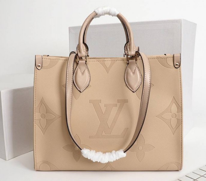 Louis Vuitton Monogram Empreinte Giant Onthego MM Bag In Beige - Louis Vuitton