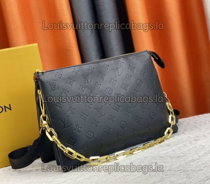 Louis Vuitton Coussin MM Bag In Black With Jacquard Strap - Louis Vuitton