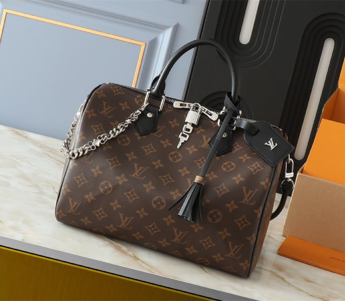 Louis Vuitton Monogram Canvas Soft Speedy 30 Dark Handbag In Black - Louis Vuitton