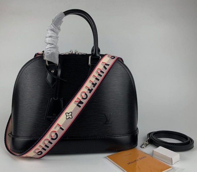 Louis Vuitton Epi Leather Alma PM Jacquard Strap Handbag In Black - Louis Vuitton