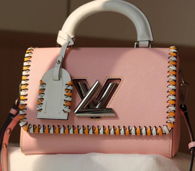 Louis Vuitton Epi Leather Twist MM Bag In Rose Bellerin Pink With Braided Edges Flap - Louis Vuitton