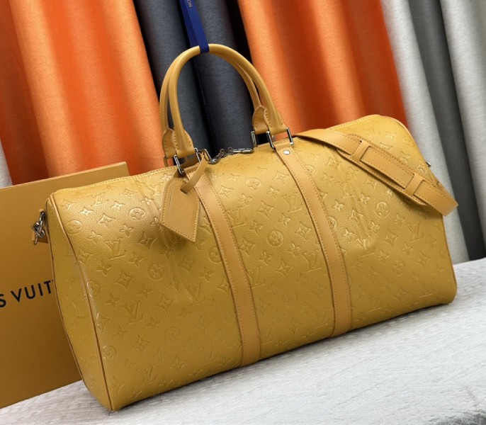 Louis Vuitton Taurillon Leather Keepall Bandouliere 50 In Safran Yellow - Louis Vuitton