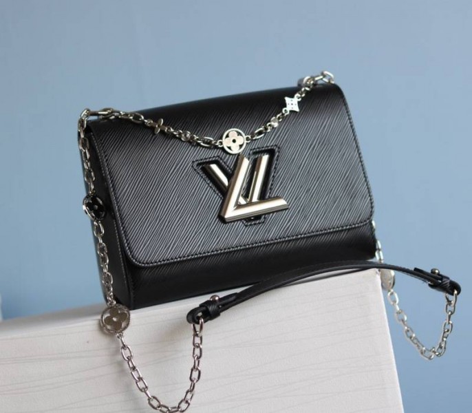Louis Vuitton Epi Leather Twist MM With Flowers Jewels Chain Bag In Black - Louis Vuitton