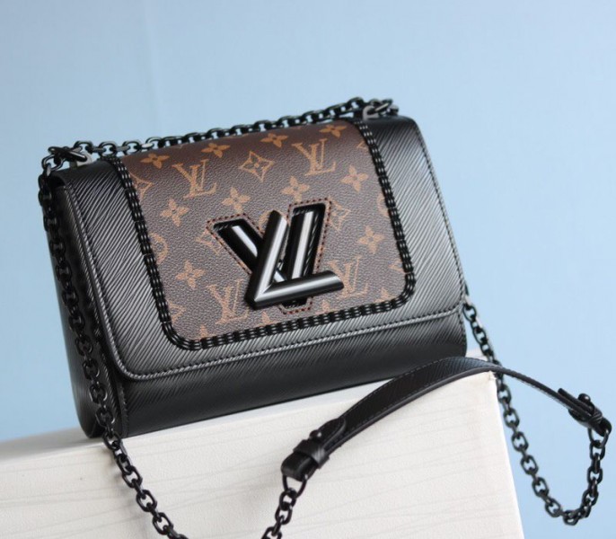Louis Vuitton Epi Leather Twist MM Canvas Trompe loeil Braid Bag In All Black - Louis Vuitton