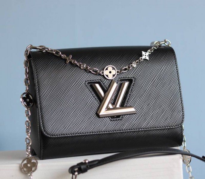 Louis Vuitton Epi Leather Twist MM With Flowers Jewels Chain Bag In Black - Louis Vuitton