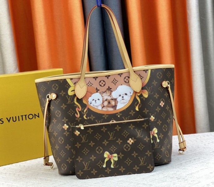 Louis Vuitton Monogram Canvas Neverfull MM Tote With Puppies - Louis Vuitton