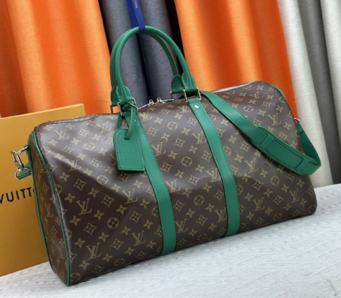 Louis Vuitton Monogram Macassar Canvas Keepall Bandouliere 50 In Borneo Green - Louis Vuitton