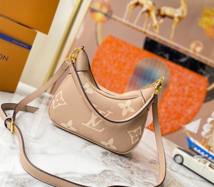 Louis Vuitton Bicolor Monogram Empreinte Leather Bagatelle Mini Hobo In Tourterelle Gray - Louis Vuitton