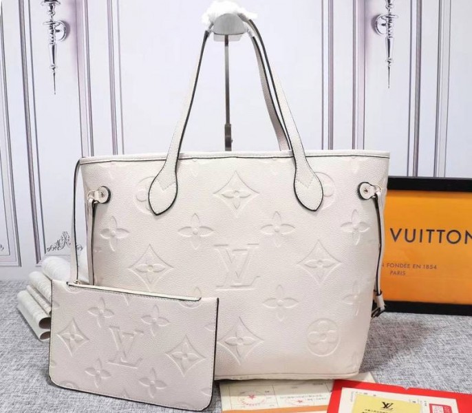 Louis Vuitton Monogram Empreinte Neverfull MM Tote In Cream - Louis Vuitton