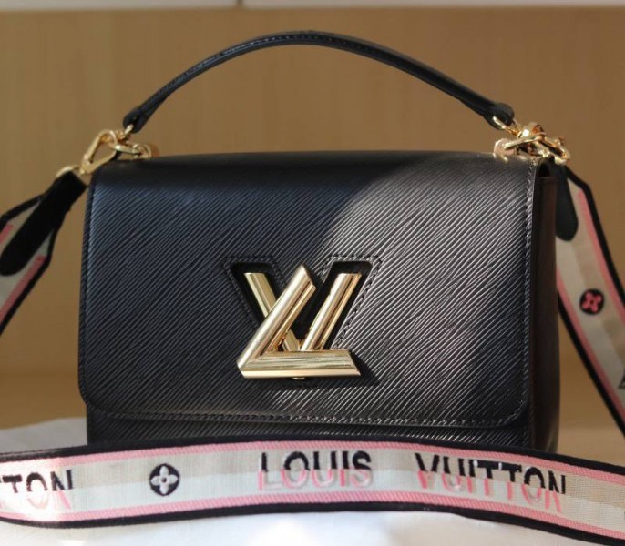 Louis Vuitton Epi Leather Twist MM Bag Black With Jacquard Strap - Louis Vuitton