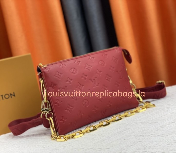 Louis Vuitton Coussin PM Bag In Red With Jacquard Strap - Louis Vuitton