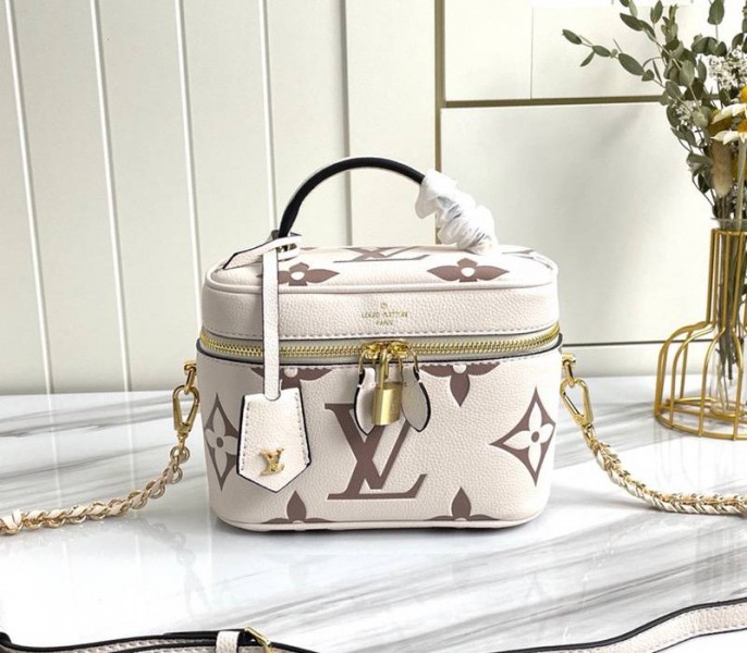 Louis Vuitton Bicolor Monogram Empreinte Vanity PM Bag In Cream And Bois De Rose Pink - Louis Vuitton