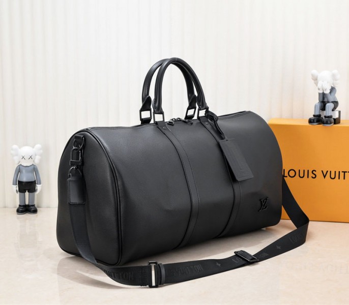Louis Vuitton Aerogram Keepall Bandouliere 50 Travel Bag In Black - Louis Vuitton