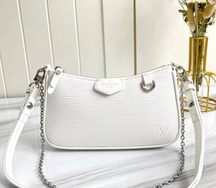 Louis Vuitton Epi Leather Easy Pouch On Strap In Quartz White - Louis Vuitton