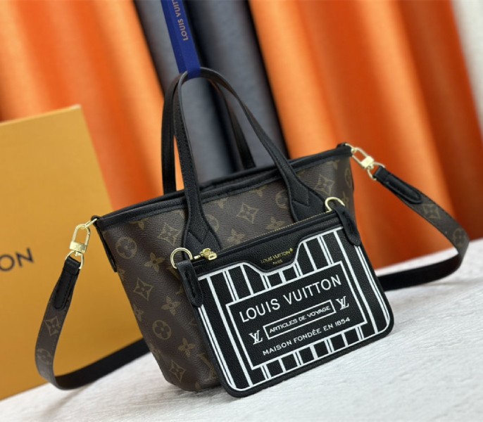 Louis Vuitton Neverfull Bandouliere Inside Out BB Tote In Monogram Canvas And Black Leather - Louis Vuitton